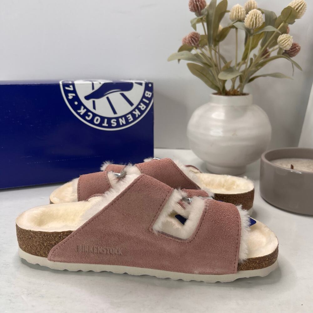 Birkenstock Arizona Shearling Sandal Clay Pink Women 5/EU36 Regular Fit NWB - Picture 6 of 10